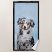 ミニチュア絵画アメリカン・シェパード – Dog Art ビーチタオル (正面)