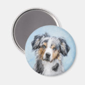ミニチュア絵画アメリカン・シェパード – Dog Art マグネット (正面/裏面)