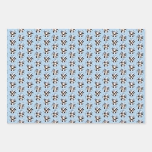 ミニチュア絵画アメリカン・シェパード – Dog Art ラッピングペーパーシート (正面)
