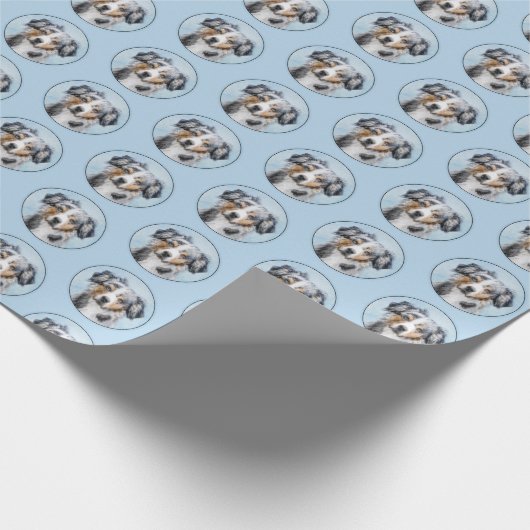 ミニチュア絵画アメリカン・シェパード – Dog Art ラッピングペーパー (角)