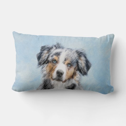 ミニチュア絵画アメリカン・シェパード – Dog Art ランバークッション (裏面)