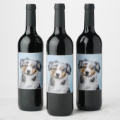 ミニチュア絵画アメリカン・シェパード – Dog Art ワインラベル (ボトル)