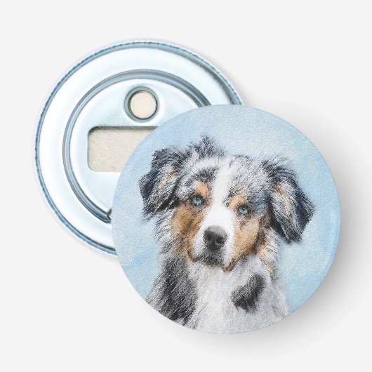 ミニチュア絵画アメリカン・シェパード – Dog Art 栓抜き (正面)