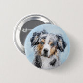 ミニチュア絵画アメリカン・シェパード – Dog Art 缶バッジ (正面&裏面)