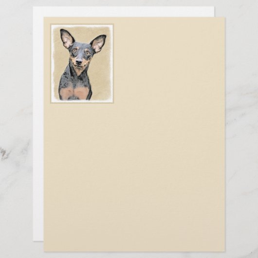 ミニチュア絵画ピンシャーの可愛いオリジナルドッグアート (正面/裏面)