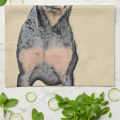 ミニチュア絵画ピンシャーの可愛いオリジナルドッグアート キッチンタオル (折り畳み)