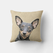 ミニチュア絵画ピンシャーの可愛いオリジナルドッグアート クッション (裏面)