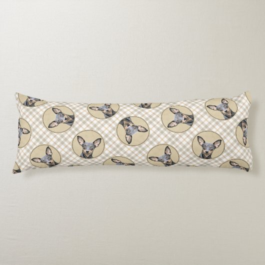 ミニチュア絵画ピンシャーの可愛いオリジナルドッグアート ボディピロー (正面)