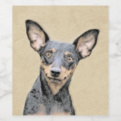 ミニチュア絵画ピンシャーの可愛いオリジナルドッグアート ワインラベル (シングルラベル)