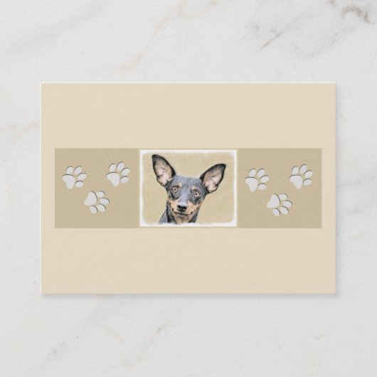 ミニチュア絵画ピンシャーの可愛いオリジナルドッグアート 名刺 (裏面)