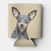 ミニチュア絵画ピンシャーの可愛いオリジナルドッグアート 缶クーラー (正面)