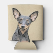 ミニチュア絵画ピンシャーの可愛いオリジナルドッグアート 缶クーラー (裏面)