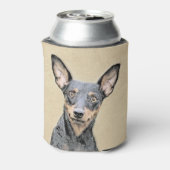 ミニチュア絵画ピンシャーの可愛いオリジナルドッグアート 缶クーラー (缶裏面)