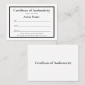 ミニチュア美術品認定証 名刺 (正面/裏面)