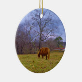 ミニチュア茶色の馬の赤褐色の空 セラミックオーナメント (右)