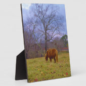 ミニチュア茶色の馬の赤褐色の空 フォトプラーク (側面)