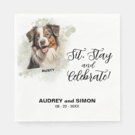 ミニチュア・アメリカン・シェパードの「Sit, Stay & Celebrate」 スタンダードランチョンナプキン