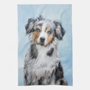 ミニチュア·アメリカン·シェパ絵画ード—犬の芸術 キッチンタオル