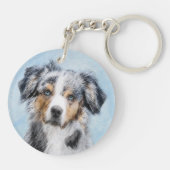 ミニチュア·アメリカン·シェパ絵画ード—犬の芸術 キーホルダー (裏面)