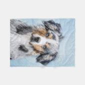 ミニチュア·アメリカン·シェパ絵画ード—犬の芸術 フリースブランケット (正面(横))