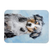 ミニチュア·アメリカン·シェパ絵画ード—犬の芸術 マグネット (横)