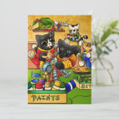 ミニチュア·キャット·ナイト·モデル絵画猫たち カード (スタンド正面)