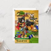 ミニチュア·キャット·ナイト·モデル絵画猫たち カード (正面/裏面インサイチュ)