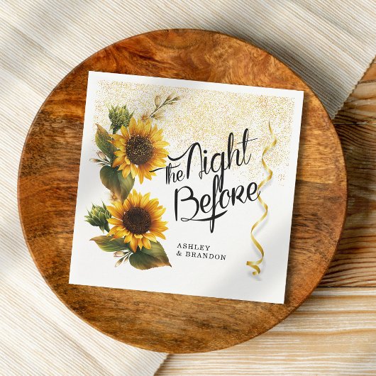 ミニチュア サンフラワーズ リハーサル ディナー スタンダードカクテルナプキン