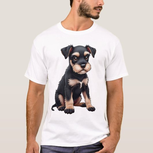 ミニチュア・シュナウザーの子犬 (3) Tシャツ (正面)