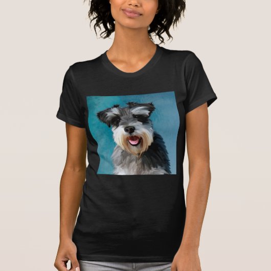 ミニチュア・シュナウザーの水彩画アート Tシャツ (正面)