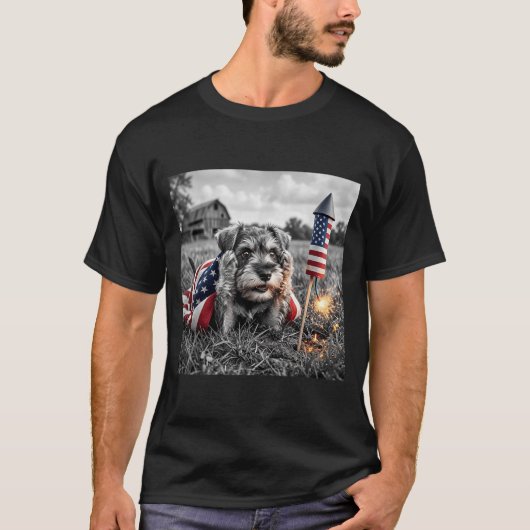 ミニチュア・シュナウザー アメリカ国旗250年 Tシャツ (正面)