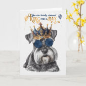 ミニチュア・シュナウザー・キング・フォー・ザ・デイおもしろい誕生日 カード (黄色い花)