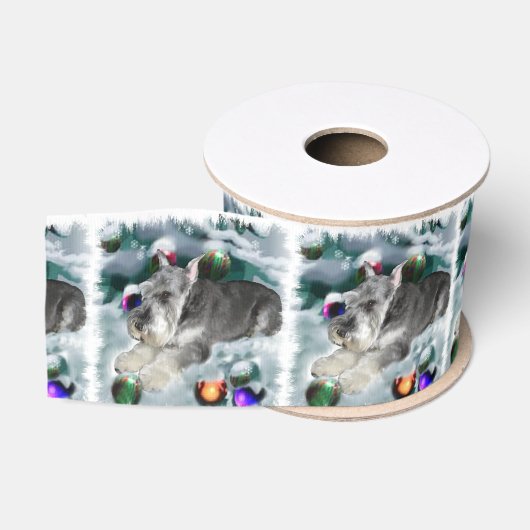 ミニチュア・シュナウザー・クリスマス グログランリボン (リール)