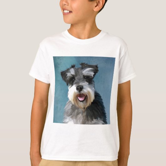 ミニチュア・シュナウザー 水彩画アート Tシャツ (正面)
