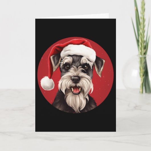 ミニチュア シュナウザー 面白い クリスマス ママ パパ 犬好き カード (正面)