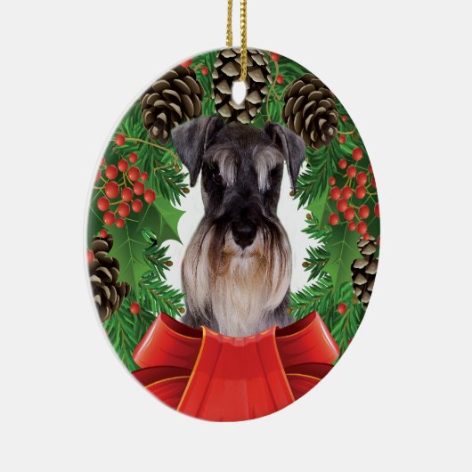 ミニチュア・シュナウツァーのクリスマスのオーナメント セラミックオーナメント (右)