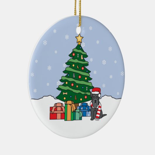 ミニチュア・シュナウツァーのクリスマスのオーナメント セラミックオーナメント (右)