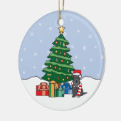 ミニチュア・シュナウツァーのクリスマスのオーナメント セラミックオーナメント (左)