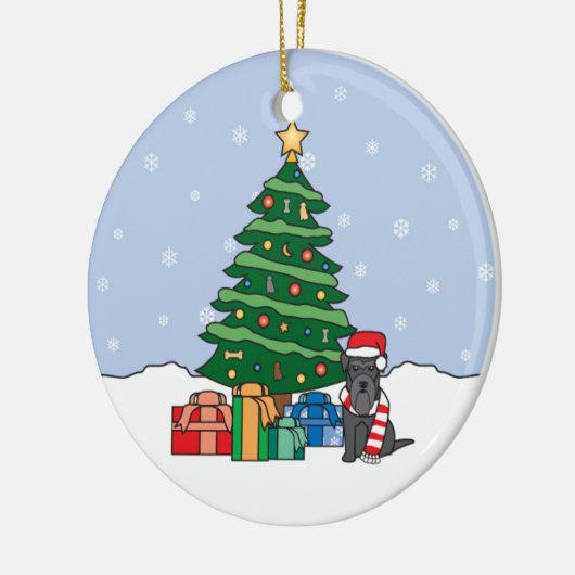ミニチュア・シュナウツァーのクリスマスのオーナメント セラミックオーナメント (左)