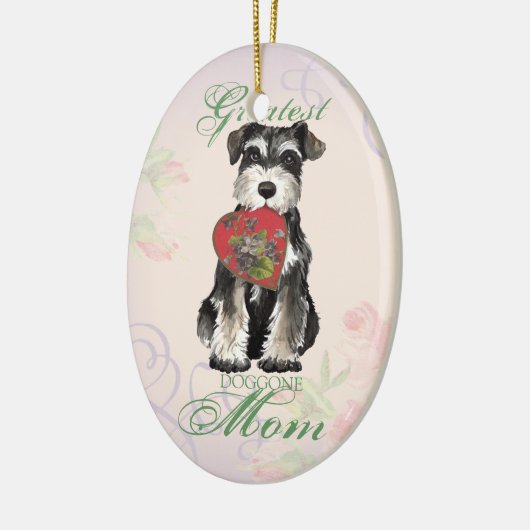 ミニチュア・シュナウツァーのハートのお母さん セラミックオーナメント (左)