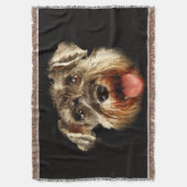 ミニチュア・シュナウツァーのポートレートの水彩画 スローブランケット (正面縦)