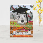 ミニチュア・シュナウツァーの卒業カード カード (黄色い花)