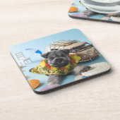 ミニチュア・シュナウツァーの子犬および夏期休暇 コースター (左側)