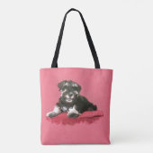ミニチュア・シュナウツァーの子犬の水彩画のデジタル芸術 トートバッグ (裏面)
