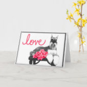 ミニチュア・シュナウツァーの挨拶状 カード (黄色い花)