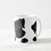 ミニチュア・シュナウツァーの黒いかいま見ること コーヒーマグカップ (正面右)