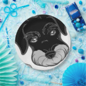 ミニチュア・シュナウツァーの黒および銀製にかいま見ること ペーパープレート (パーティー)