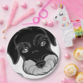 ミニチュア・シュナウツァーの黒および銀製にかいま見ること ペーパープレート (パーティー)