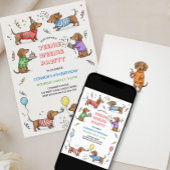 ミニチュア ダックスフンド パーティー 誕生日 招待状