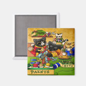 ミニチュア·ナイト·キャット·モデル絵画の猫たち マグネット (正面/裏面)